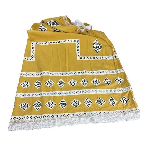 Misslook Maxi Boho Yellow Shift Dress Size M Southwestern Lace Trim Sleeveless - Picture 7 of 12